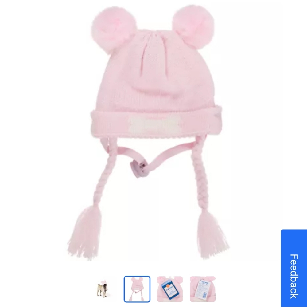 Top Paw Dog Beanie Hat Snow Winter Drawstring Adjustable Ear Openings Knit